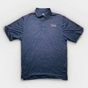 Footjoy Polo Shirt Mens M Performance Golf Cherokee Blue Striped Short Sleeve